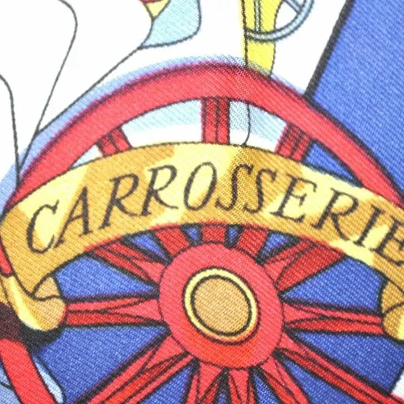 Authentic HERMES Carre 90 Scarf "CARROSSERIE" Silk Blue - Picture 6 of 14
